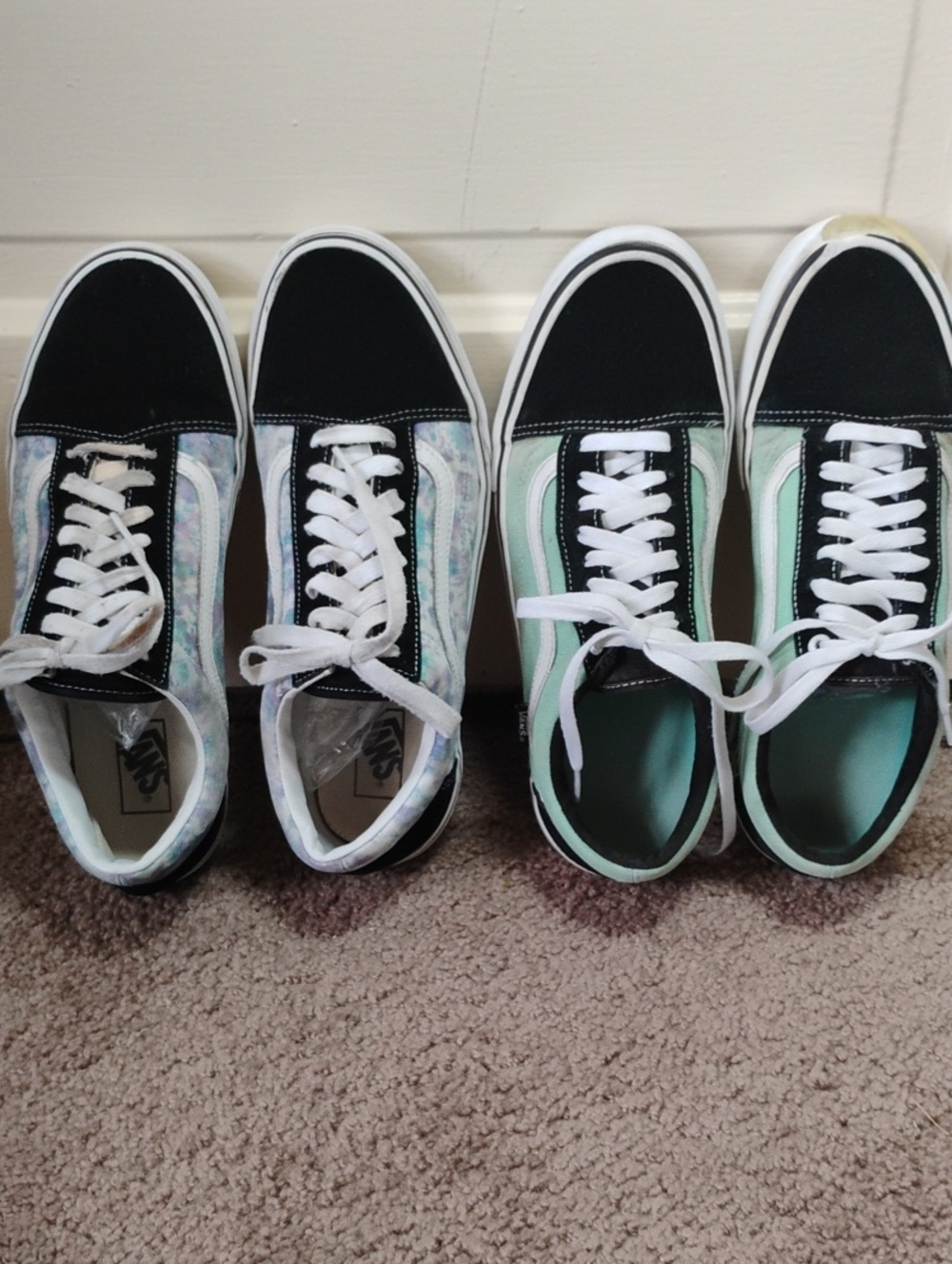 Vans Lot Of 2 Sz 11.5 Men's 1. Mint Green 2. Blue & Lavender Floral Print Sk8